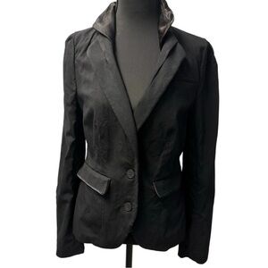 Nicole Miller Black Satin-Trim Blazer